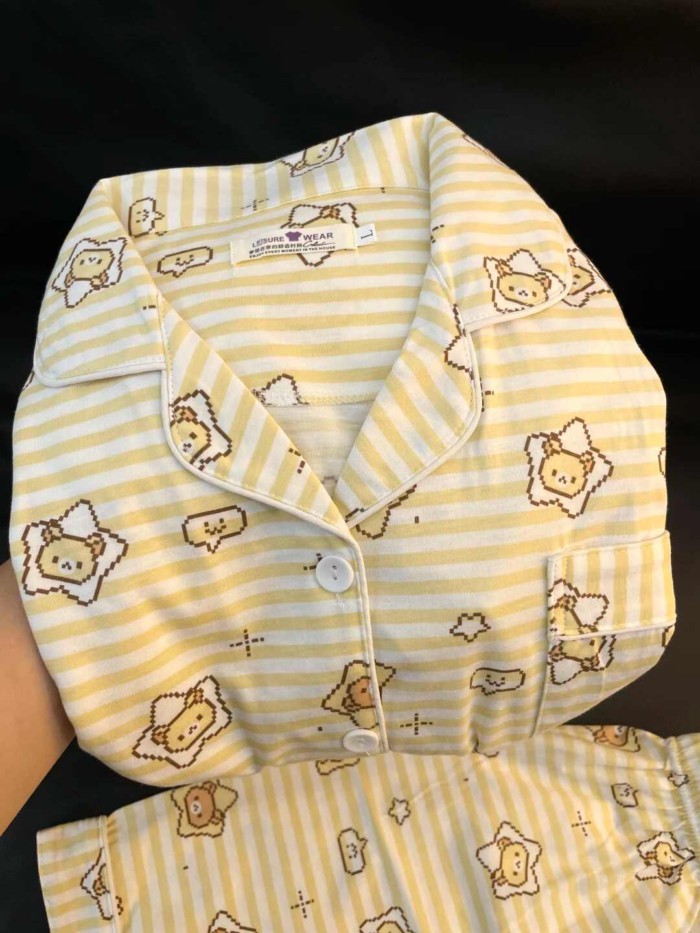 Striped Star Rilakkuma Pajamas For Women Summer New Short-sleeved Shorts Japanese Student Hom