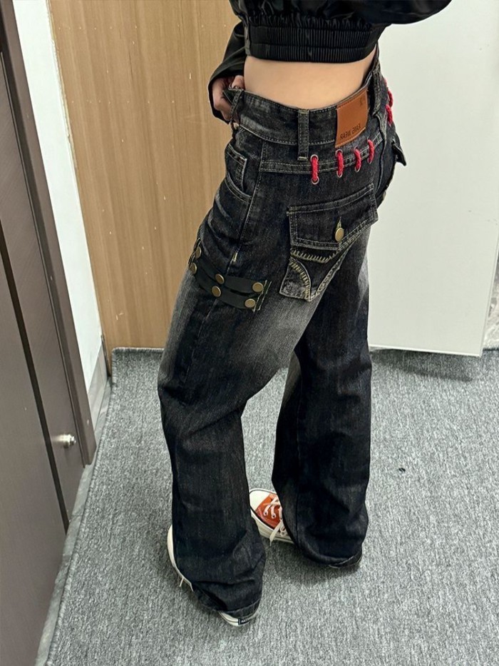 Quần jeans ống rộng kiểu dáng retro của Mỹ dành cho nữ