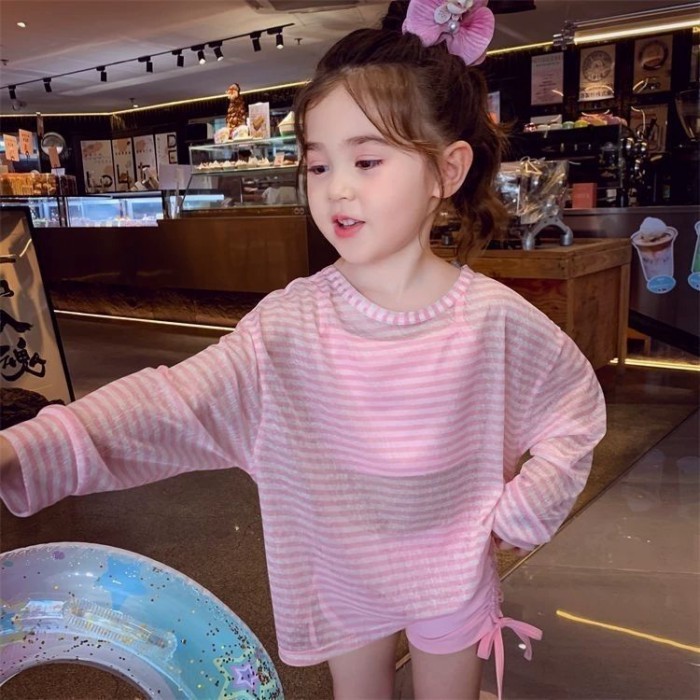 Áo tắm bé gái chia đôi đồ bơi che nắng chống nắng cho bé gái mới đồ bơi đi biển mùa hè