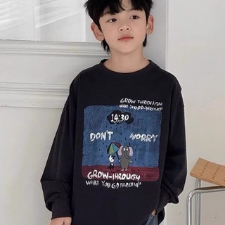 Áo thun dài tay mùa thu cho bé trai mới lớn cho trẻ em mùa thu đẹp trai mùa xuân và mùa thu áo phôn