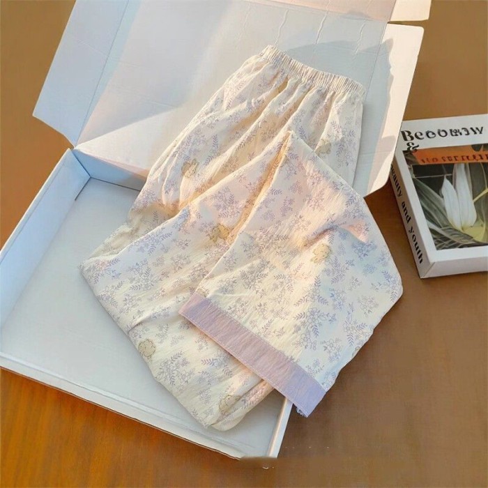 Bộ đồ ngủ cardigan hoa nữ cao cấp của Pháp nữ ngắn tay ren ngọt ngào có thể mặc bên ngoài quầ