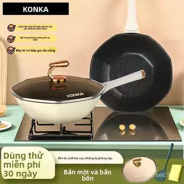 【Chảo chống dính nhẹ】Chảo xào hình bát giác Konka, chảo titan hợp kim, bếp từ, chảo chống dính, bếp gas, chảo đáy phẳng