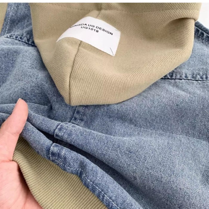Áo khoác denim bé trai có mũ trùm đầu phong cách Hàn Quốc thời trang mới nhất