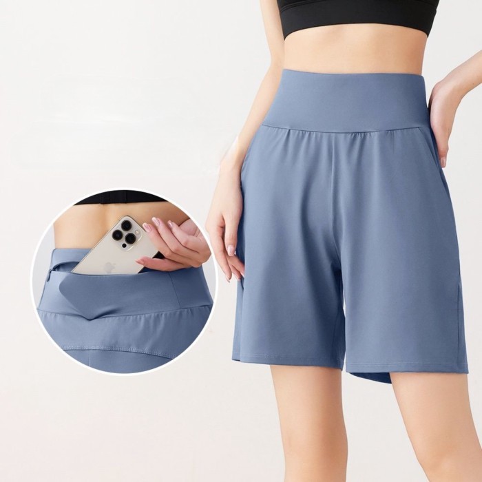 Quần short thể thao có túi sau lưng dành cho nữ chạy bộ nhanh khô nửa chiều dài quần dài đi xe đạp