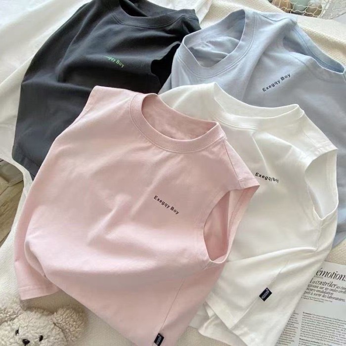 Áo vest không tay trẻ em cotton nguyên chất mùa hè, áo ghi lê cổ tròn đa năng cho bé, áo thun nh