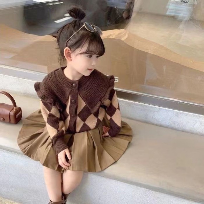 Áo khoác len đan mở trước bé gái mẫu mới Thu Đông, áo len mềm dễ thương, giữ ấm tốt