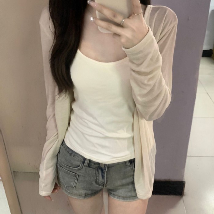 Spring And Summer New Thin Tencel Cardigan Sun Protection Clothes Women's Korean Style Lazy S