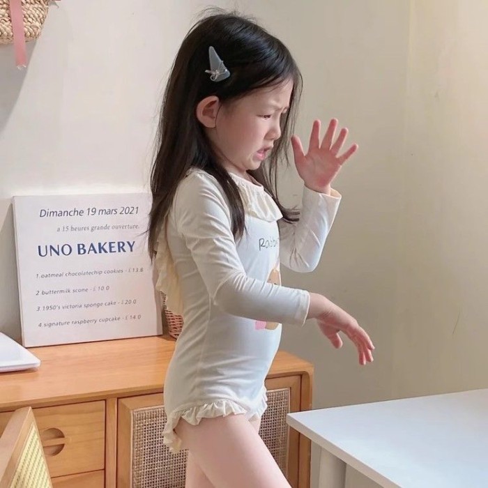 Quần áo trẻ em bé gái nhanh khô đồ bơi trẻ em một mảnh đồ bơi bé gái chống nắng tay dài