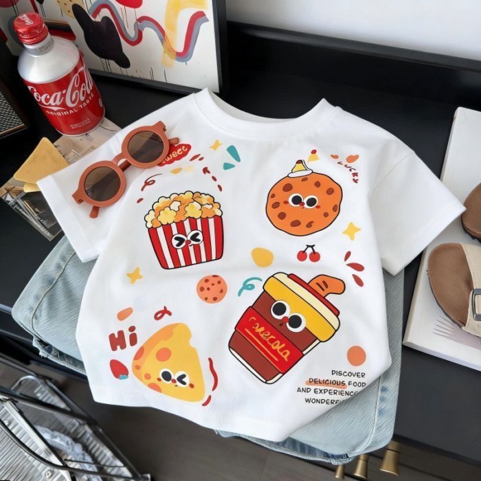 Summer New Style Children's Short-sleeved Doll Cartoon Children's Style Loose Summer T-shirt F