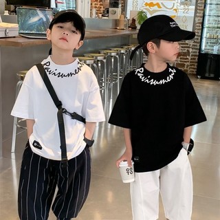 Áo thun bé trai ngắn tay khiêu vũ đường phố áo thun cotton nguyên chất cho trẻ em vừa và lớn nửa ta