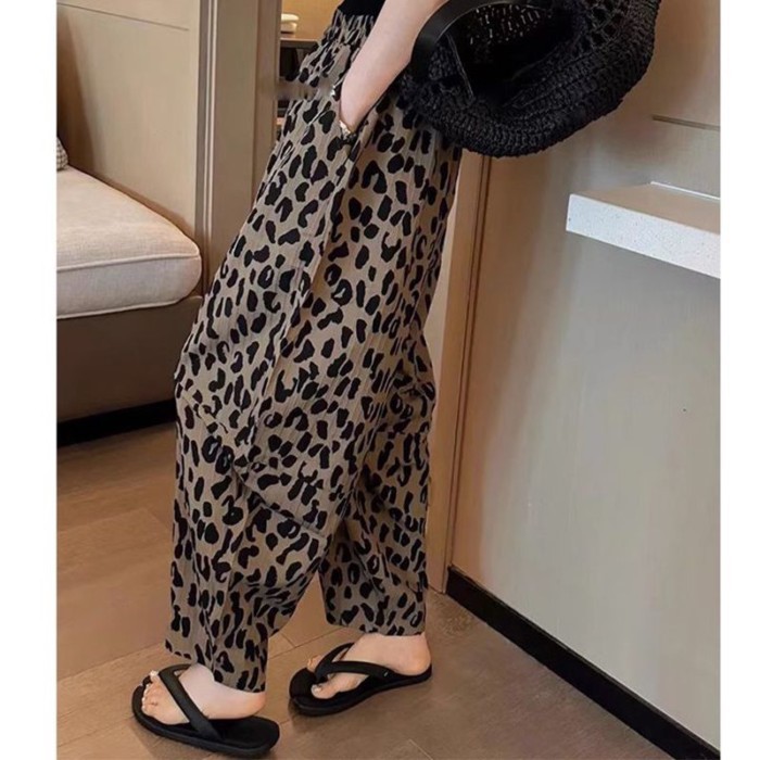 Kích Thước Lớn Họa Tiết Da Báo Quần Âu Hậu Cung 9 Điểm Quần Nữ Mùa Hè Mới Rời Cao Cấp Ôm thể Tha