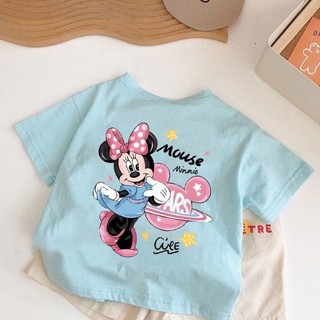 Áo thun ngắn tay bé gái mới, cotton in chữ hoạt hình dễ thương, áo trẻ em