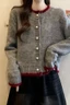 Áo len cardigan màu tương phản thời trang phong cách Hàn Quốc áo khoác cardigan đa năng