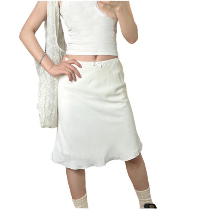 White Skirt For Women, New Versatile High-waist Slim Midi Skirt That Covers The Hips, High-en