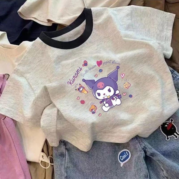 Pure Cotton Baby Girls Short-sleeved T-shirt Children's Printed Children's Clothing New Cartoon Sum
