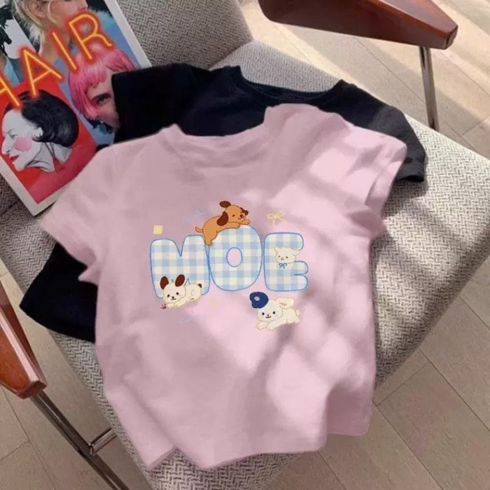 Girls Cute Cartoon Printed Short-sleeved T-shirt Summer New Style Girls Small And Medium-sized