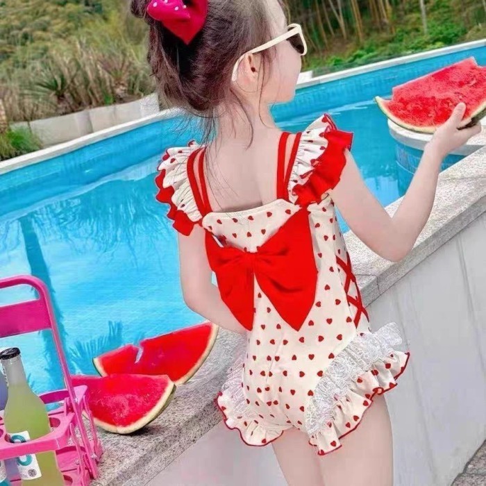 Đồ bơi một mảnh tay bay cho bé gái mùa hè mới đi nghỉ bên bờ biển Đồ bơi trẻ em 3-6 tuổi Đồ b