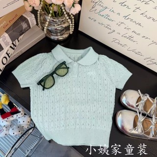 Quần áo bé gái phong cách Hàn Quốc có nơ, ve áo thời trang, áo len ngắn tay thời trang