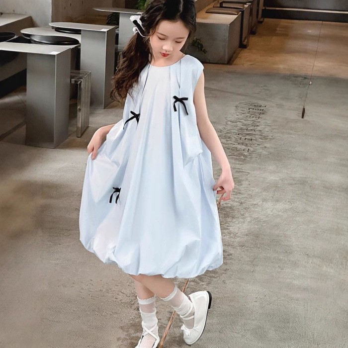Children's Bow Fairy Dress, High-end, Fashionable, Slim Flower Bud Dress, Princess Style Cute