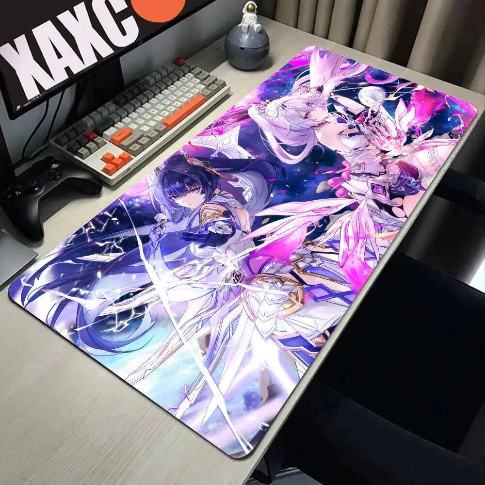 Kiana Kaslana Honkai Tác Động 3rd Mousepad Chuột Chơi Game Lớn Miếng Lót LockEdge Dày Bàn Phím Máy Tính Bàn Thảm