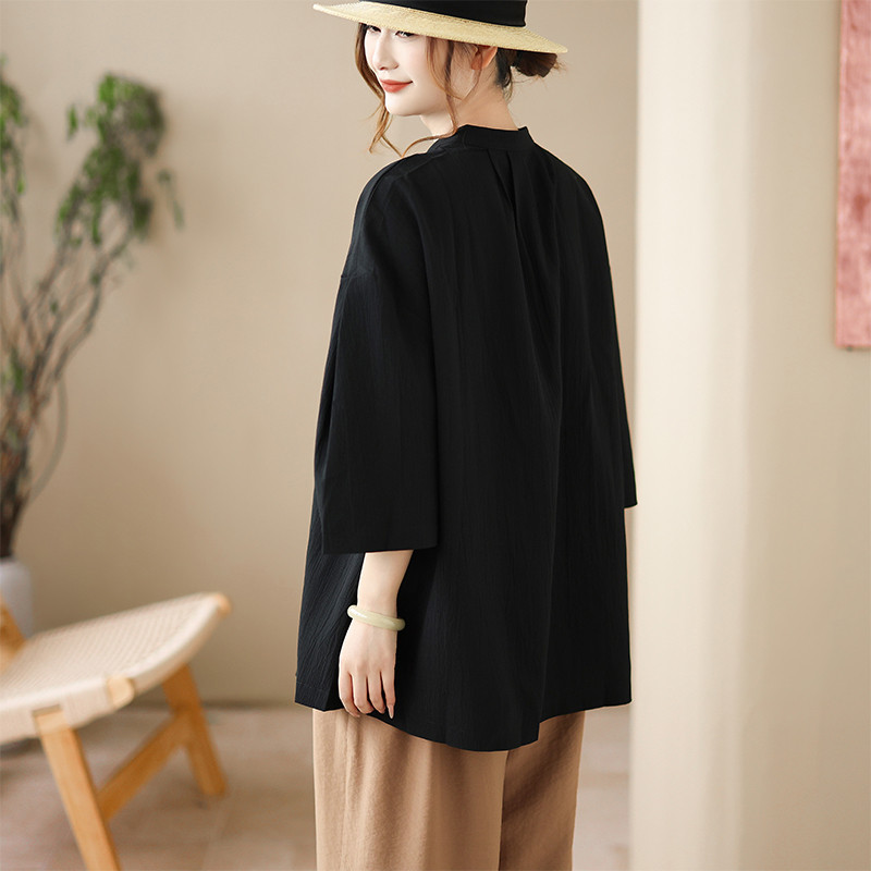 Oladivi Plus Size Thời Trang Nữ Áo Sơ Mi Tay Ngắn Dáng Rộng Áo Mùa Hè Top Blusas 1923 D070