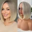 Nhà sản xuất Thời Trang Tóc Giả Giữa Khe Bob Đầu Xám Gradient Vàng Sang Trọng Ngắn Thẳng Tóc Full Mũ Daigou