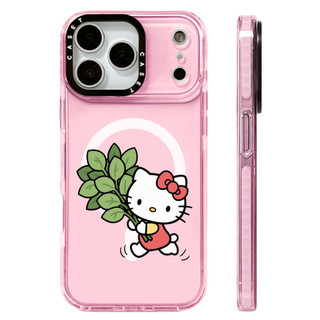 Hello Kitty Giữ Vỏ Nhãn Dán Lá Bưởi Vỏ Sạc Từ Tính Không Dây Tương Thích Cho IPhone 12 13 14151617ProMax Cover 17AIR Silicone Mềm Trong Suốt Ốp Lưng Chống Sốc