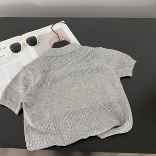 Áo sơ mi POLO ngắn tay bằng lụa băng dệt kim thông thường phong cách Hàn Quốc đa năng cho bé trai v