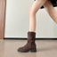 Giày bốt ngắn gót dày phong cách Hàn Quốc tăng chiều cao 6cm, kiểu dáng mới cho người nhỏ nhắ
