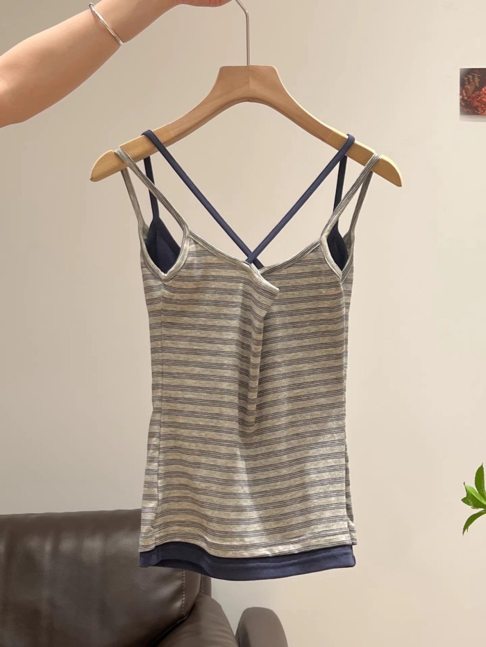 sexy chéo lưng đẹp giả hai mảnh sọc bên trong áo yếm đáy mỏng của phụ nữ