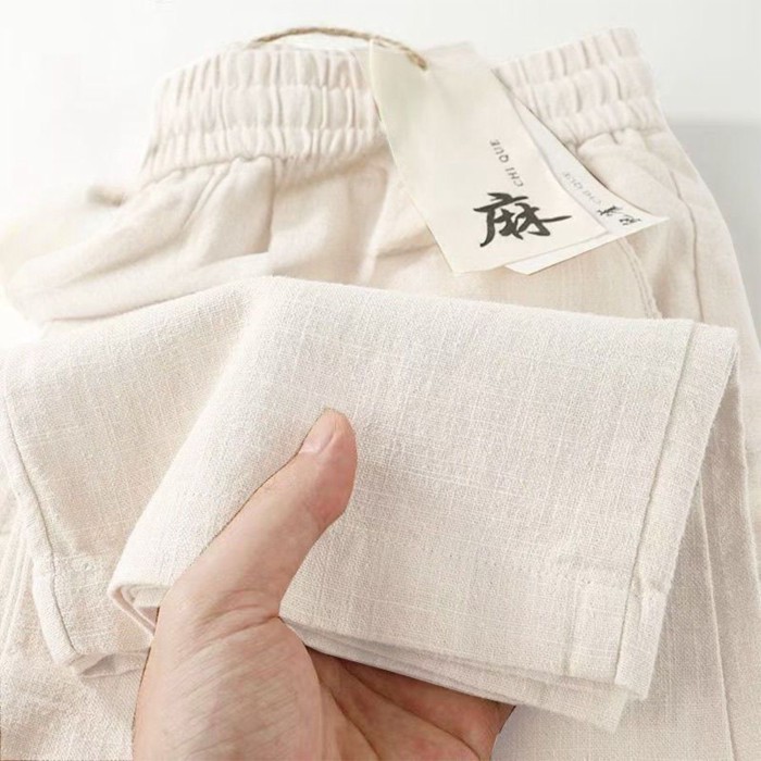 Quần ống rộng vải lanh nguyên chất cho nữ, quần tây thẳng mùa hè, thời trang và đa năng, dáng