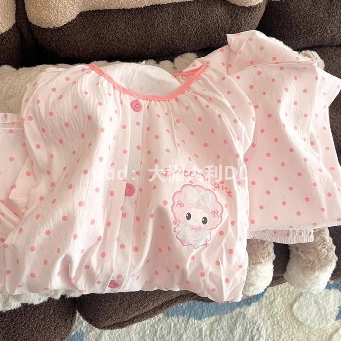 bộ đồ ngủ cho bé gái và trẻ sơ sinh, đồ ngủ nhật bản, quần dài tay mỏng mùa xuân thu, bộ đồ mặc