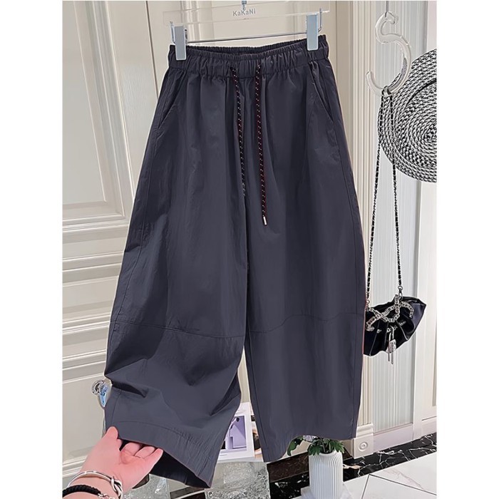 kích thước lớn nhanh khô băng lụa Scimitar quần ống rộng dành cho nữ mùa hè mỏng dáng rộng giảm