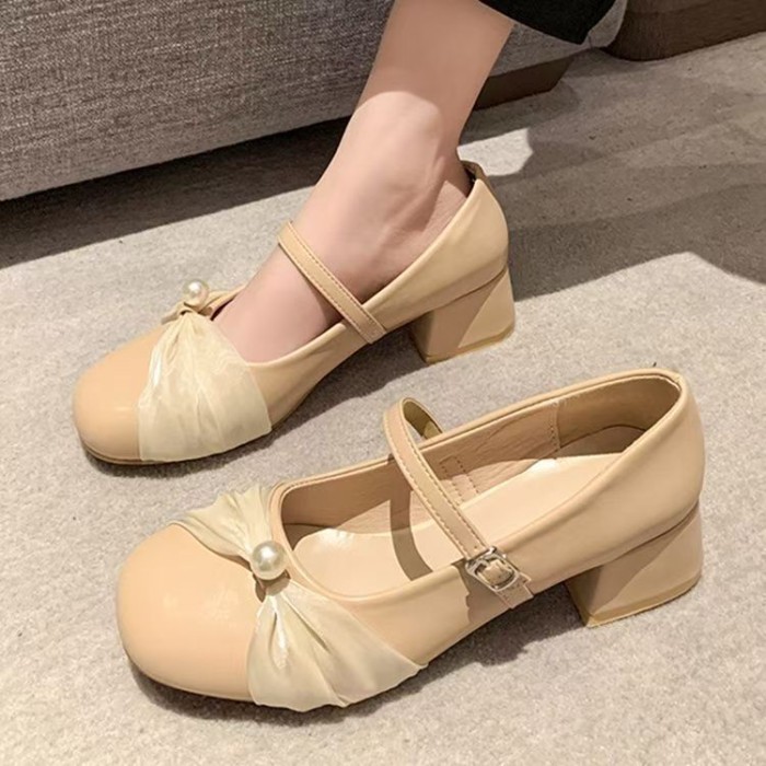 Giày da nhỏ tăng chiều cao đế siêu dày dành cho nữ Giày da nhỏ tăng chiều cao một chân đơn gi