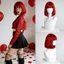 Red Ladies Bob Tóc Giả Air Bangs Carnival Vai Trò Chơi Nhiệt Độ Cao Sợi Hóa Học Tổng Hợp Mũ Đội Đầu