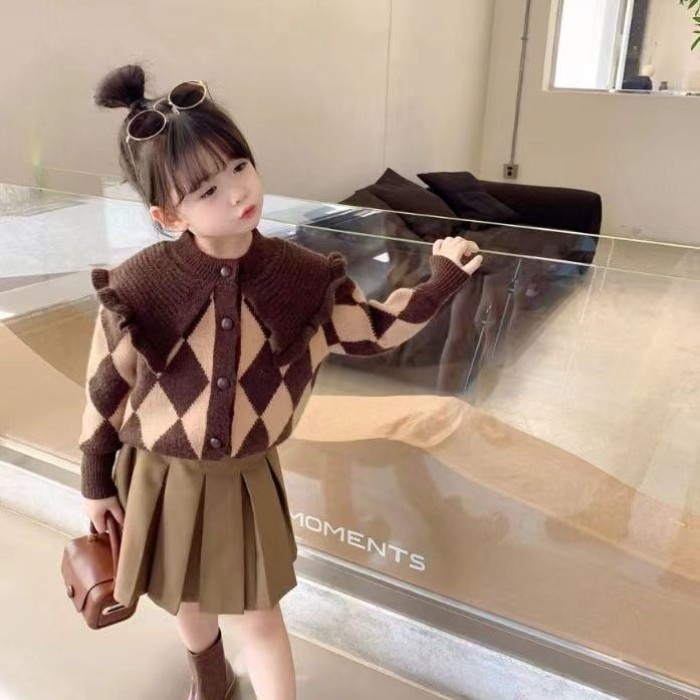 Áo khoác len đan mở trước bé gái mẫu mới Thu Đông, áo len mềm dễ thương, giữ ấm tốt