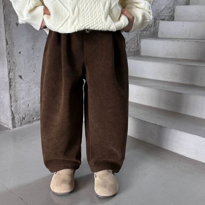 Quần len cừu bé trai mới Kiểu một mảnh Quần corduroy trẻ em thoải mái