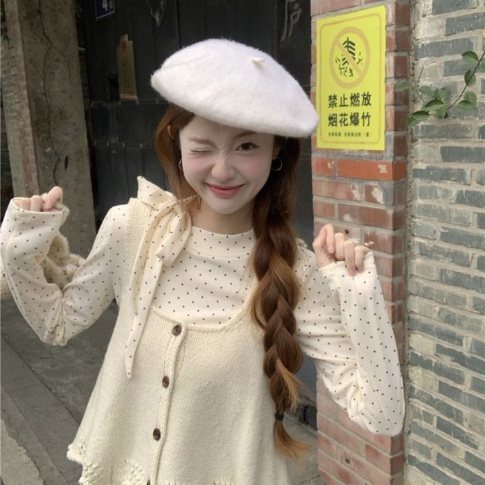 Áo Vest Dệt Kim Không Tay Cổ Tròn Thời Trang Và Đa Năng Nữ Dáng Rộng Áo Len Cardigan Dây Áo V