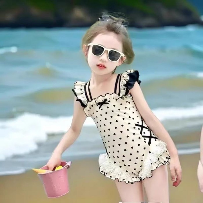 Đồ bơi một mảnh tay bay cho bé gái mùa hè mới đi nghỉ bên bờ biển Đồ bơi trẻ em 3-6 tuổi Đồ b