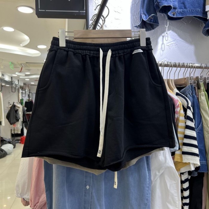 Lưng thun dây rút dáng rộng quần short ống rộng nữ mùa hè thời trang mới phong cách thể thao