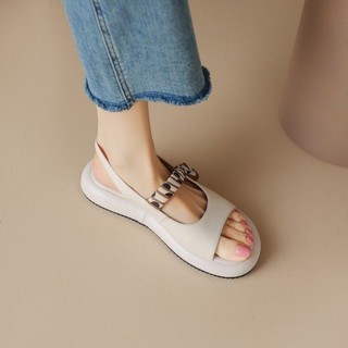 đôi sandal kiểu Pháp dành cho nữ mùa hè dép cổ tích phong cách mới đi biển giày đế dày La Mã đế