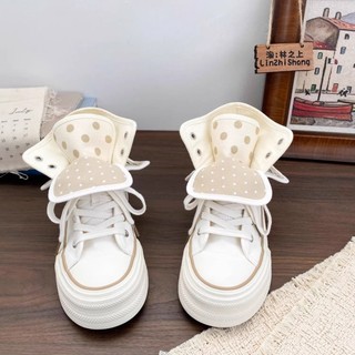 Giày vải đế dày chấm bi dễ thương phong cách Hàn Quốc dành cho nữ màu sắc phù hợp với xu hướn