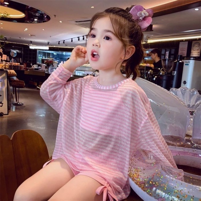 Áo tắm bé gái chia đôi đồ bơi che nắng chống nắng cho bé gái mới đồ bơi đi biển mùa hè