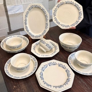 Pháp Phong Cách Retro Bộ Đồ Ăn Đĩa Đũa Kết Hợp Underglaze Bộ Màu Hộ Gia Đình Mới Sử Dụng Cao Cấp Ăn