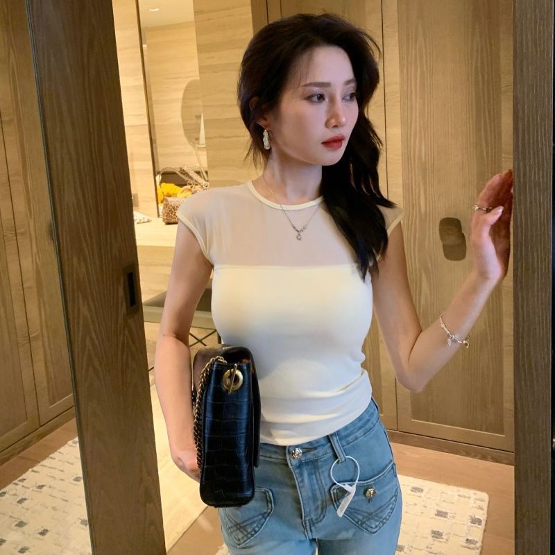 Áo Vest Không Tay Lưới Mỏng Trong Suốt, Có Miếng Lót Ngực - Phong Cách Mới Cho Mùa Hè Quyến Rũ và Thời Thượng