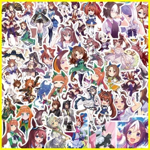 Sticker Pretty Derby (50 tờ) Tấm hoạt hình Cô gái đua ngựa Nhãn dán ins Vali hai chiều có giá trị cao Trang trí cốc nước Nhãn dán tự dính