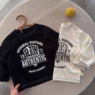 Áo thun cotton dài tay giả hai mảnh cho bé trai áo khoác ngoài đẹp trai có đáy áo thun