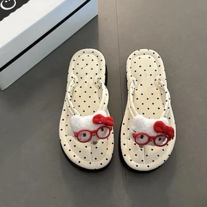 Dép xỏ ngón búp bê hoạt hình dễ thương chấm bi thời trang mùa hè chống trượt chống mài mòn cho nữ