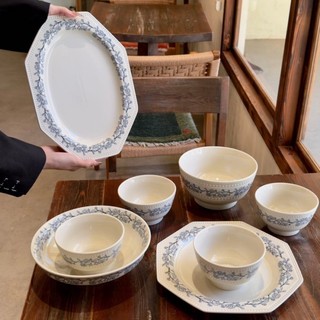 Pháp Phong Cách Retro Bộ Đồ Ăn Đĩa Đũa Kết Hợp Underglaze Bộ Màu Hộ Gia Đình Mới Sử Dụng Cao Cấp Ăn