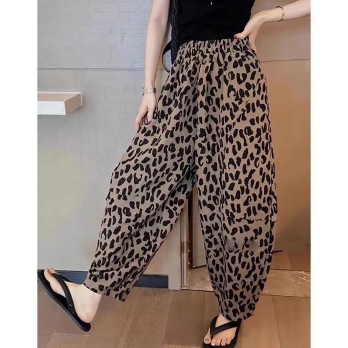 Kích Thước Lớn Họa Tiết Da Báo Quần Âu Hậu Cung 9 Điểm Quần Nữ Mùa Hè Mới Rời Cao Cấp Ôm thể Tha